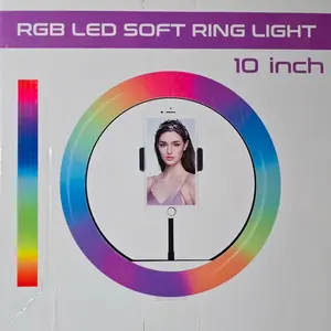 10inch Selfie Ring Light RGB with Phone Stand Holder Photography RingLight Circle Fill Light Led Color Lamp Trepied Makeup (tripod not included )