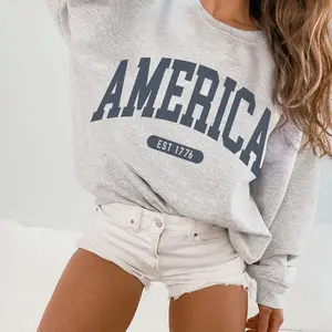 America Sweatshirt EST 1776 Faded Vintage Style Aesthetic USA Crewneck Trendy Varsity Style America Crewneck July 4th Unisex Sweatshirt O3NV3