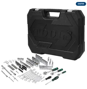 Mechanics Tool Set 216-Piece SAE/Metric Socket & Wrench Kit Durable Rolling Tool Box Portable for Automotive Repair DIY