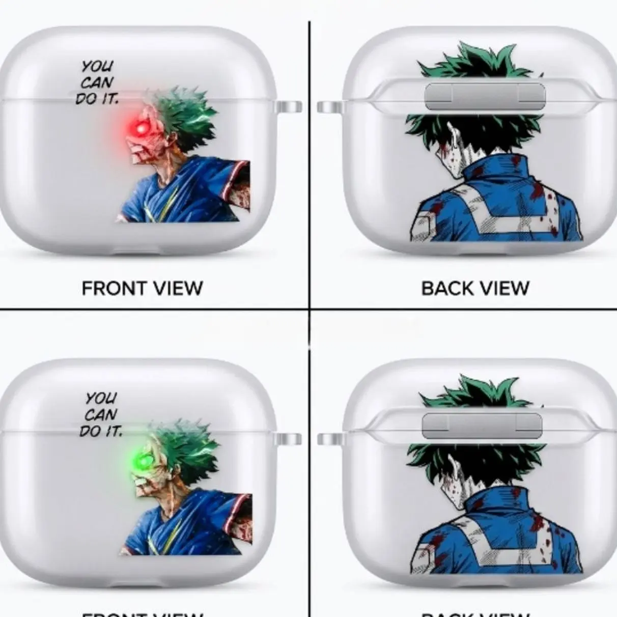 Izuku Midoriya Anime AirPods Case with Keychain, Frosted PC Protective Cover for AirPods Pro, My Hero Academia Manga Earbuds Case Gift for Him Her