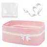 Aesthetic Cotton Rope Gift Basket with Handles, Empty Woven Storage Basket with Bow Decor, Multipurpose Basket for Holiday & Baby Gift, Ideal for Organizing Toys and Daily Sundries, Size: 13.5 × 10 × 6 inches