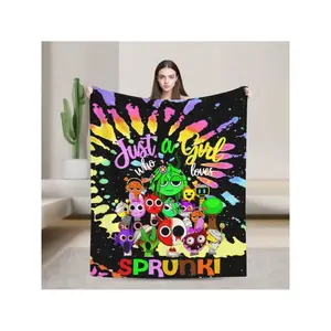 Sprunki Fleece Blanket, Game Theme Colorful Ultra-Soft Polyester Fiber Throw Blankets, Gifts For Birthday, Anniversary, HolidayThanksgiving Father's Day Children's Day holiday gifts for family and children