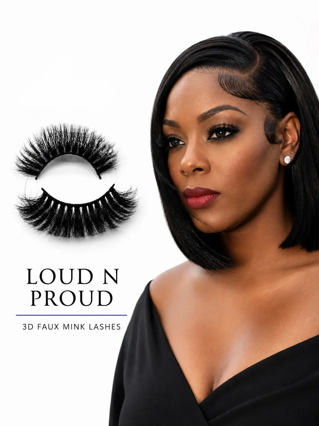 LOUD N PROUD (20MM) MIDNIGHT COLLECTION  3D FAUX MINK LASHES  Fearless. Dramatic. Unapologetic.  Loud N Proud brings bold volume and head-turning definition for a look that refuses to blend in.