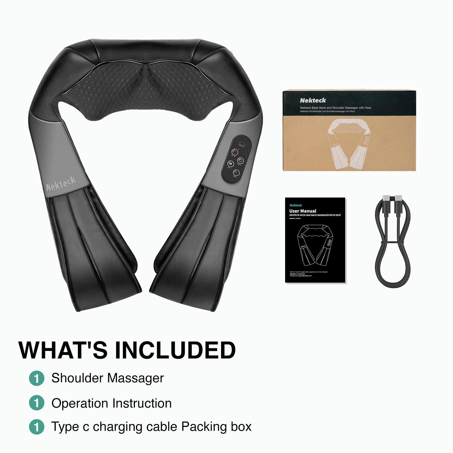 [Cordless] Neck Shoulder Back Massager with Heat - Shiatsu Massager Adjustable Relaxing Gift, 8 Kneading Nodes, 3 Speeds, 15-Minute Auto-Shutoff, Corded Electric summervibes Faux