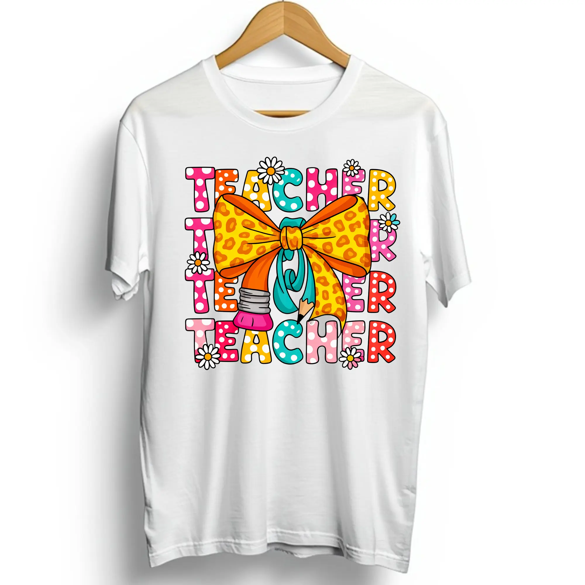 Teacher Bright Colored  Direct To Film Print, DTF Print, Ready To Press Print For T-Shirts