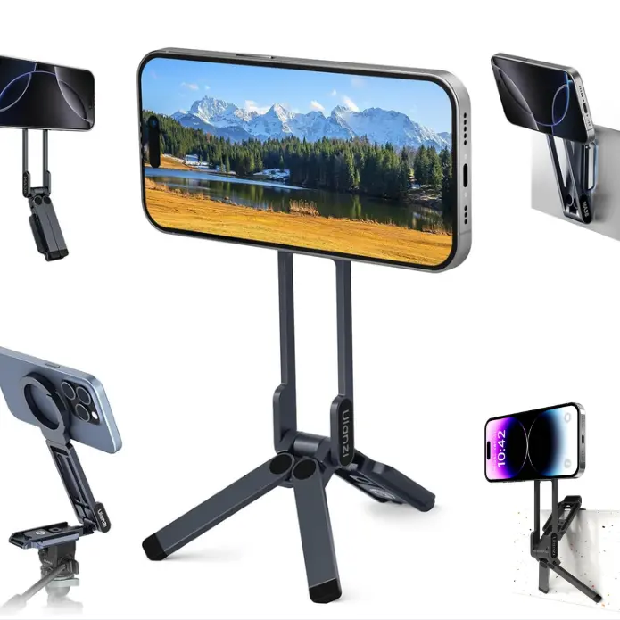 ULANZI MA38 Aluminium Smartphone Tripod - Adjustable Phone Stand, 360° Rotating Magnetic MagSafe Holder & Mount, Ball Head, Folding Hook, 1/4'' Arri Locating Hole for Content Creators, iPhone 16/15/14/13/12, Hands-Free Video Shots