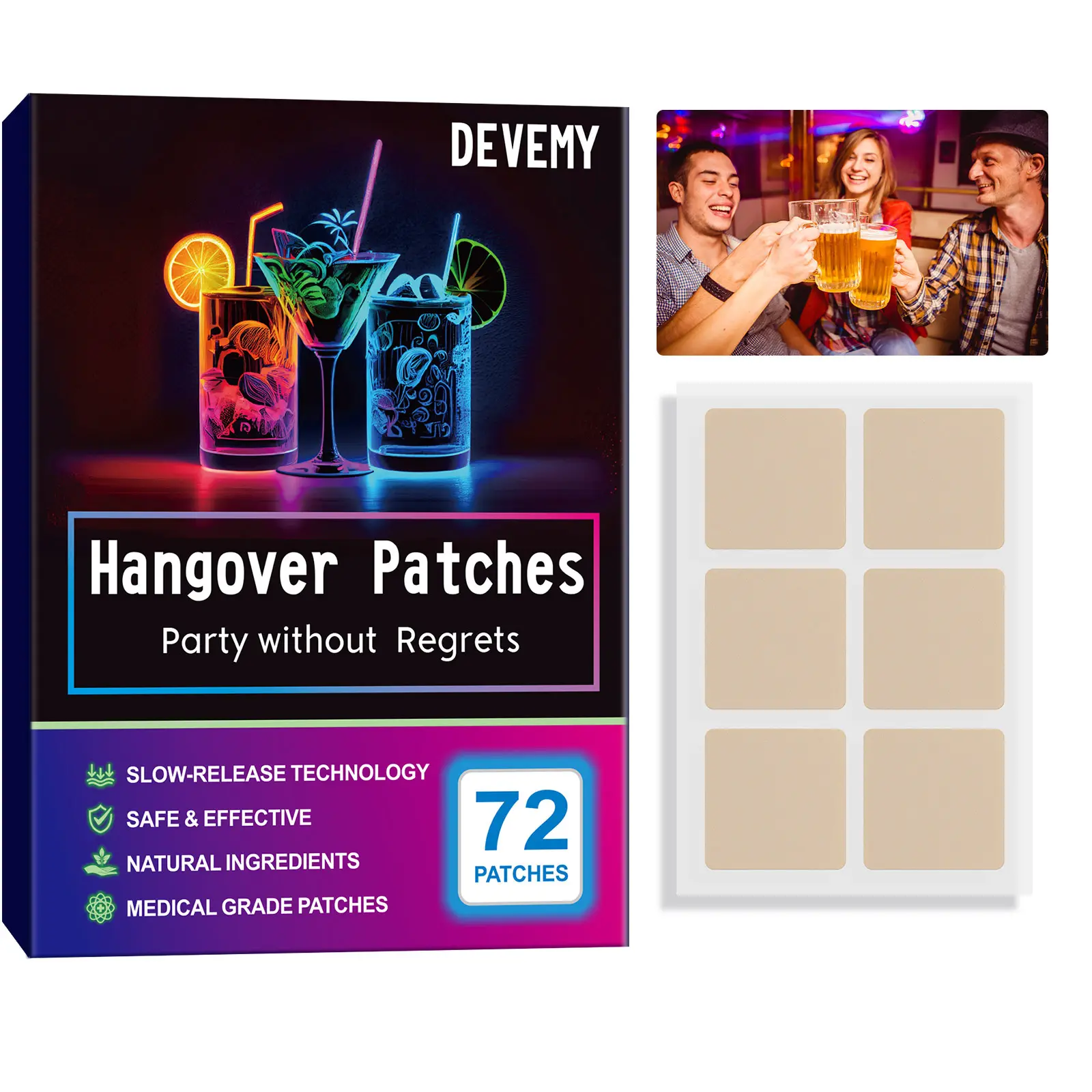 Devemy's Hangover Patches - 72 Patches Devemy's Hangover Patches - 72 Patches