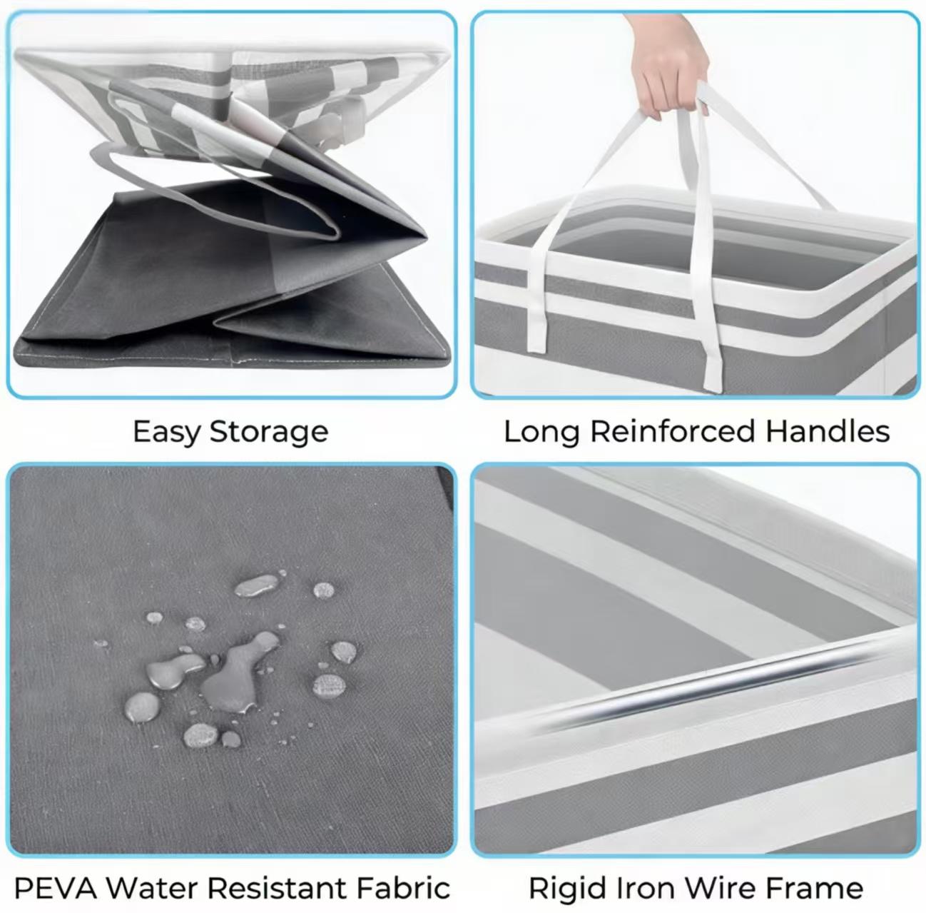 Tired of Cluttered Laundry? 2 Pack Collapsible Laundry Hamper, Freestanding Dirty Clothes Basket with Handles, Space Saving for Bathroom, Dorm, Laundry Room, TikTok Made Me Buy It