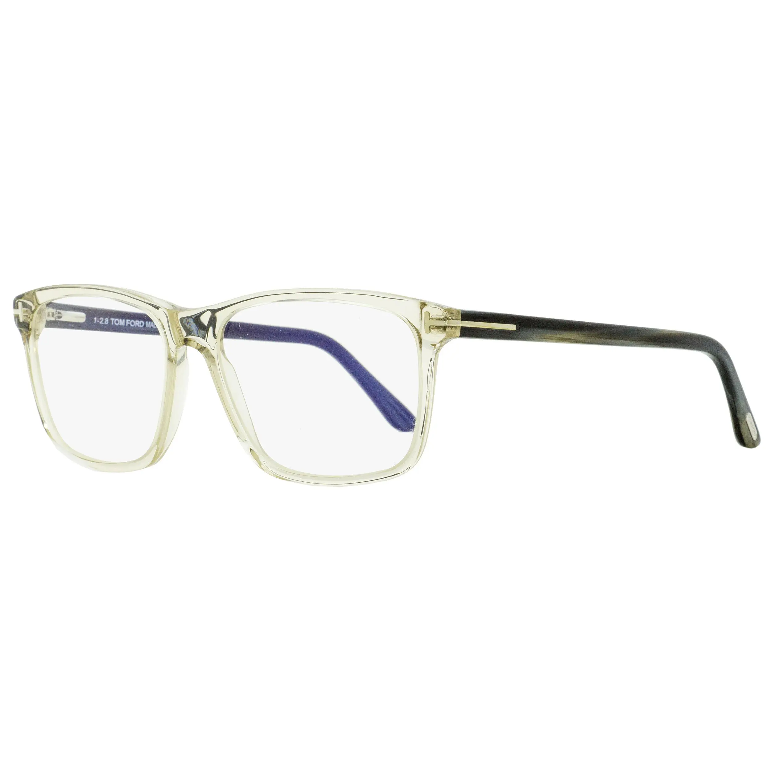Tom Ford Eyeglasses, Men's Iconic Rectangular Statement Frames in Transparent Gray Horn with Protective Blue Block Optical Lenses, TF5479B, 56mm, Statement Frame Glasses, Blue Light Protection Non-Prescription Glasses, Alloy Frame Non-Prescription Glasses