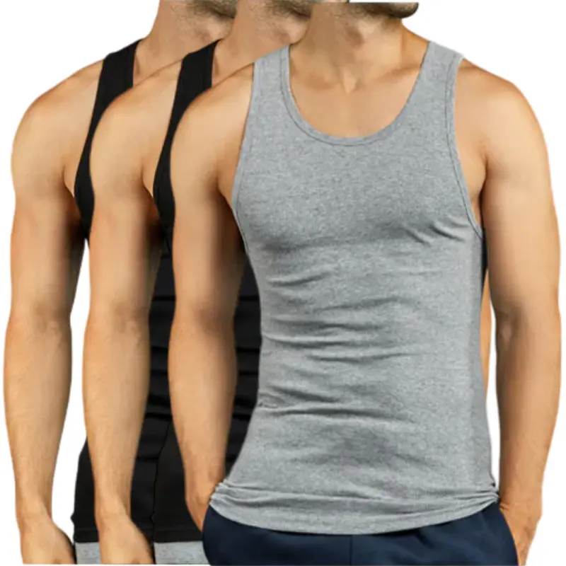 Men's 3-Pack 100% Cotton Ribbed Basic U-Neck Sleeveless Vest Top, Undershirts for Regular/Big & Tall (S-3XL), Breathable Workout Tank Tops Solid Classic Menswear