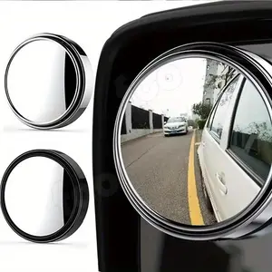 2PCS 360 ° rotary press type small circular rearview mirror for automobiles Large field reversing mirror blind spot Car Side Mirror