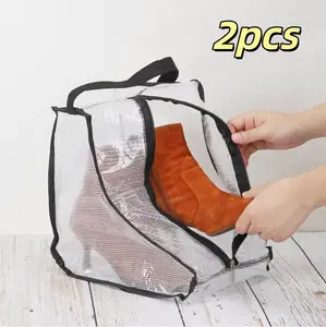 2PCS PVC Short Boot Storage Bag Waterproof Moisture Proof Lightweight Organiser for High Heels Formal Dance Sports Golf Shoes Travel Camping Beach Home