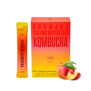 SUNMANG Peach Kombucha 10 Packets - 0g Sugar & 15 Calories - 19 Probiotic Strains & Vitamin C - Refreshing Sparkling Drink Mix for Digestive Support - Perfect K-Food Pairing (Peach)
