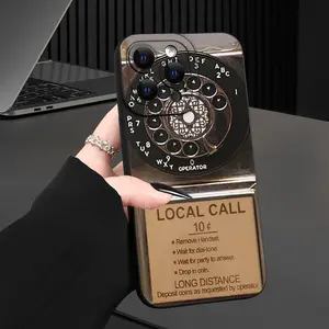 Retro coin-operated telephone pattern, shockproof and anti-slip TPU full-coverage lens phone case, suitable for iPhone 17, 16, 15, 14, 13, 12, 11, XS, X, Samsung and other series models. Can be given as a gift to friends or family.