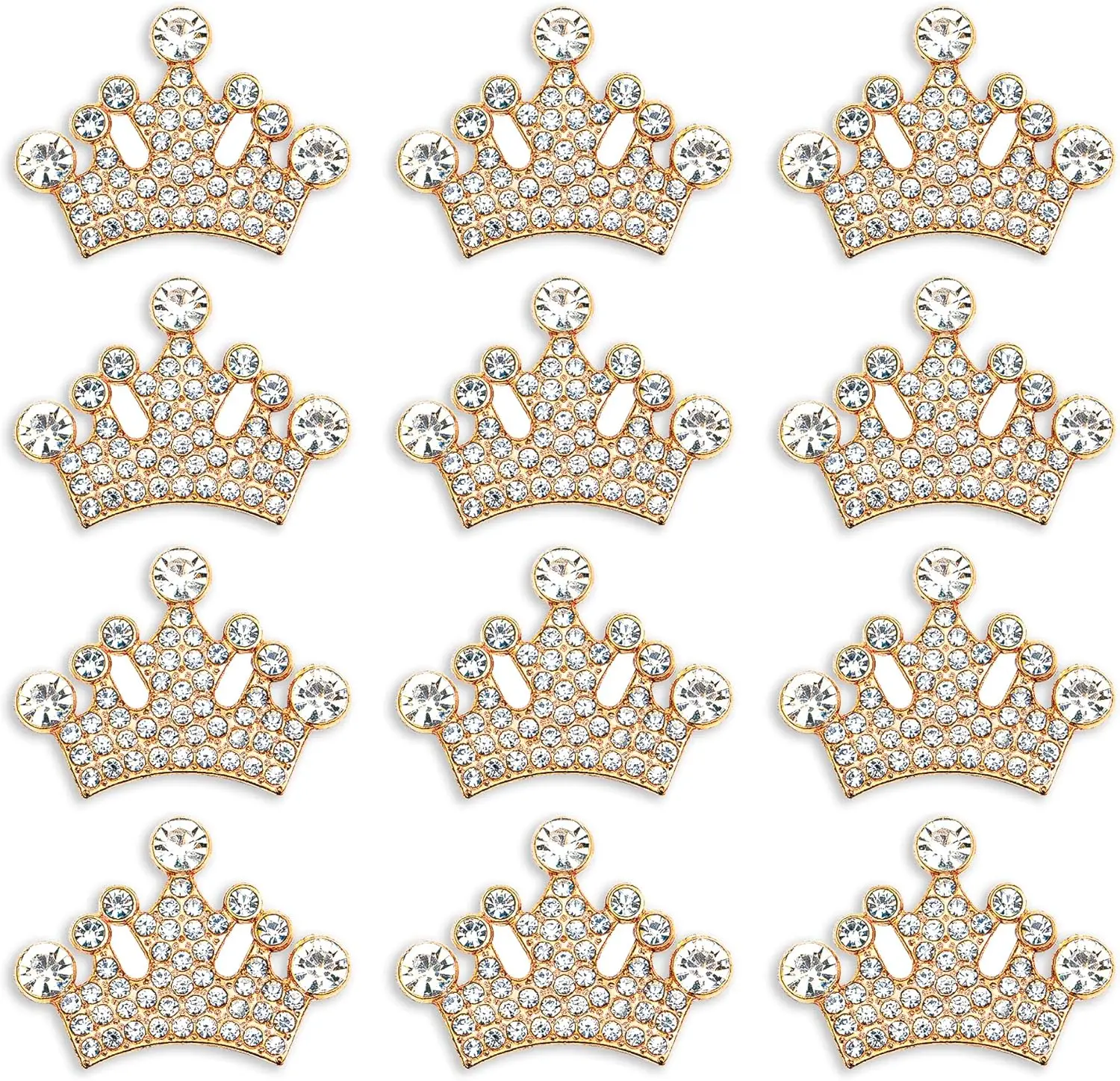 24 count Crown  Embellishment for DIY Handmade Hair Accessories Sneakers, Clothes, Party Decorations  Box DressRhinestone Alloy Appliques Decorative Home Decor ()