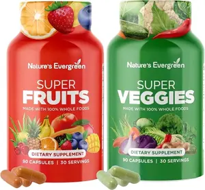 Fruit & Veggie Supplement 180 Capsules | Vegan Superfood Vitamins & Minerals | Non-GMO, Soy Free | Daily Nutrition Support | Pack of 2 Healthcare