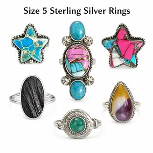 Size 5 Solid Sterling 925 Silver Rings