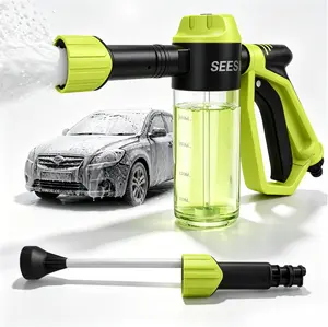 【FathersDayGift】SEESE Car Wash Foam Gun for Garden Hose, Foam Cannon Car Wash Kit with High Pressure Nozzle & 3 Spray Modes, Hose Foam Blaster for Cars, Trucks, RV, Motorcycle Cleaning