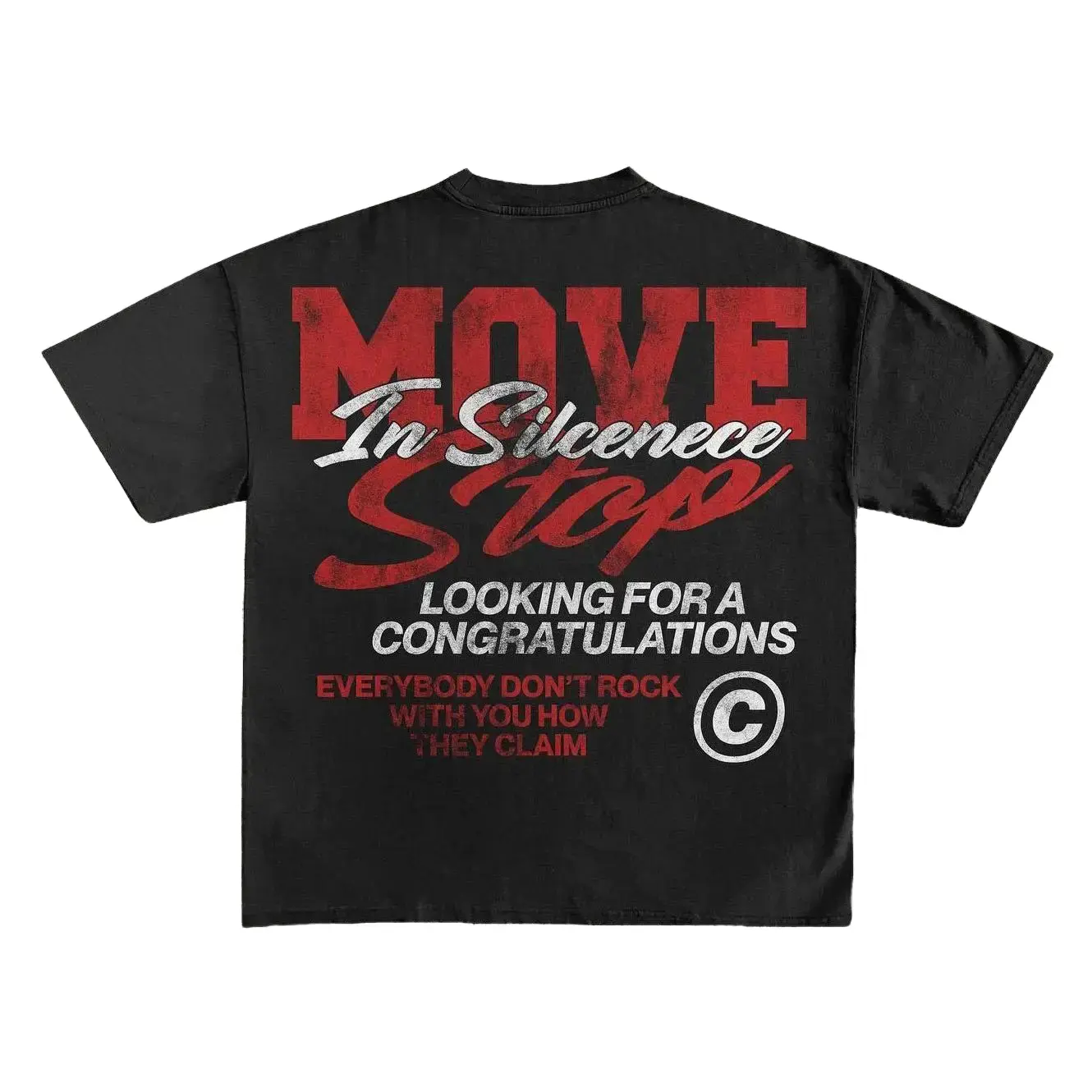 Men's Stylish Graphic Tshirt with 'Move In Silence' Print, Cooling Round Neck Short-Sleeve Design for Gym Workouts, Top, Shortsleeve, Classic, Casual, T-Shirt, Cotton, Printed, Fashion.