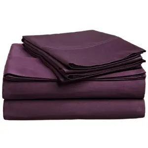 212 MAIN True King Size Egyptian Cotton Sheet Set - 400 Thread Count, Smooth Texture, Softness, Solid Plum Color Sheets & Pillowcases