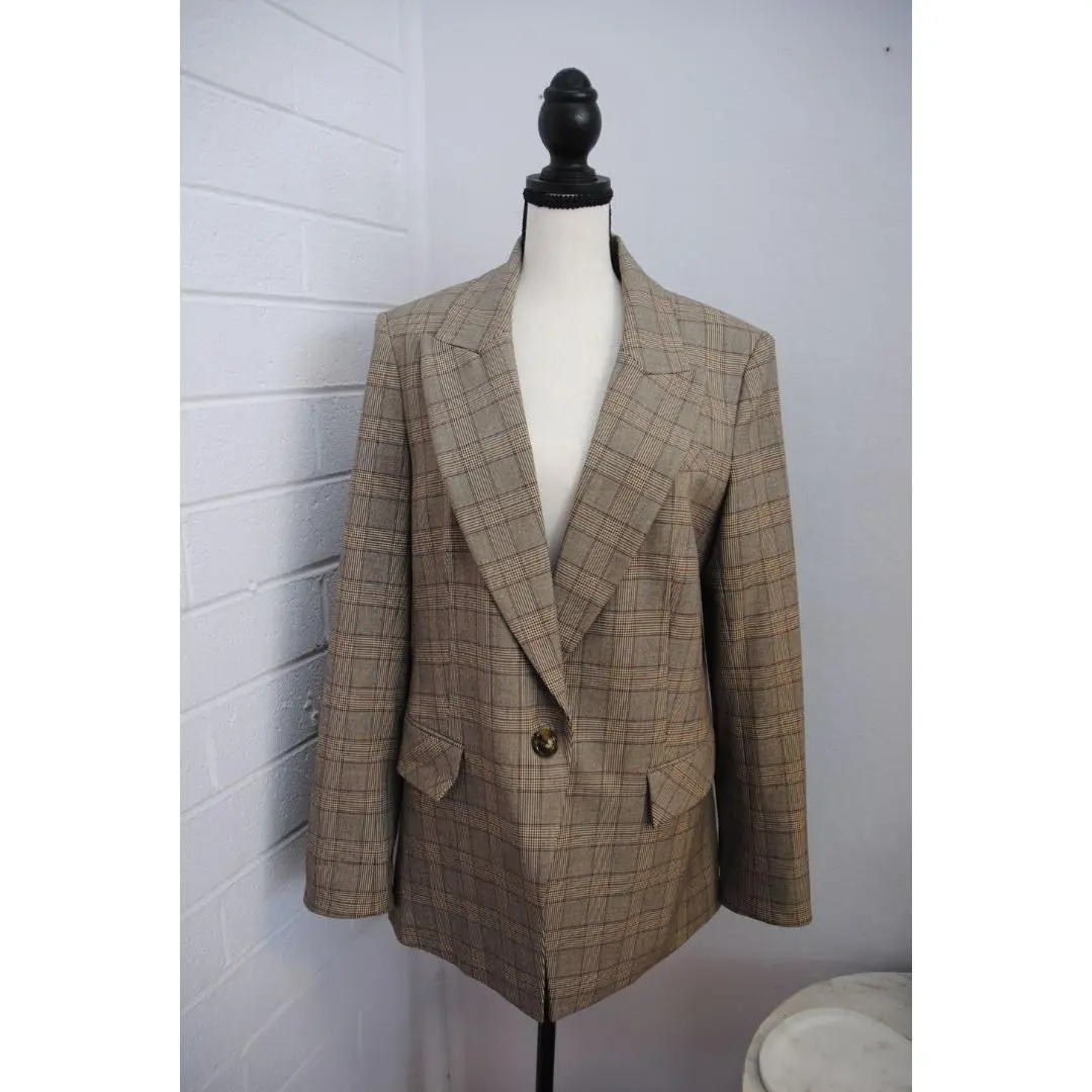 Veronica Beard Brown Houndstooth Blazer 12