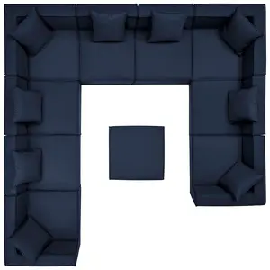 Saybrook 10-Piece Navy Outdoor Sectional Sofa - Stylish Comfort by Patio Elegance