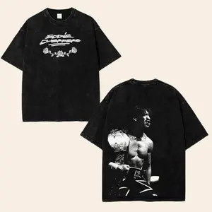 Eddie Guerrero Latino Heat Champion Tribute Washed Black T-Shirt WWE Wrestling Tee Vintage Photo Graphic Front Back Print Oversized Streetwear Unisex Cotton Shirt S-5XL