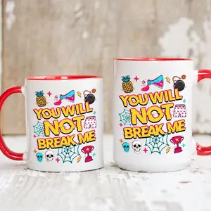 You Will Not Break Me Ceramic Mug 2-sided, Pixel Art Mug, LitRPG Lover Gift for Floor Crawler Fan, Dungeon Crawler Cup, Book Series Mugs