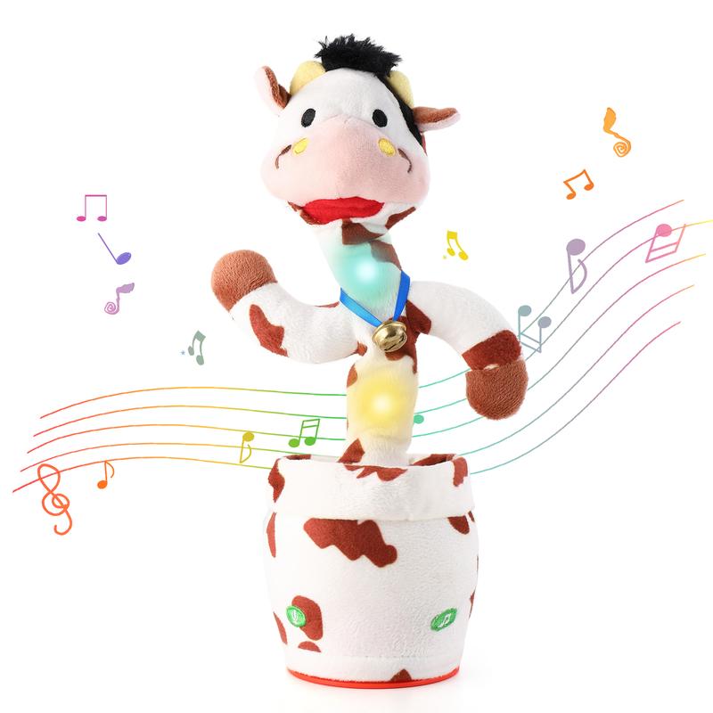 EMOIN Dancing Cow Toy Musical Light Up Talking Singing Cactus Repeats ...