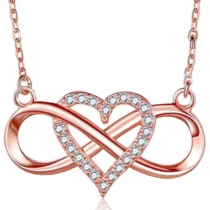 Fashion Infinity Heart Pendant Necklace Synthetic Synthetic Zircon​ Heart Infinity Jewelry Couples Necklace Valentine'S Day Anniversary Birthday Gift Party Jewelry, For Teenager