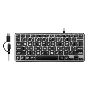Backlit Compact Large Print Keyboard for Mac - Dual USB-A + USB-C Wired