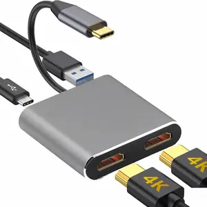 4k Display Usb C Thunderbolt3 Dual HdTV Extend 2 Monitors Usb 3.0 Hub Type-C Dock Pd Fast Charging For Macbook Pro Air
