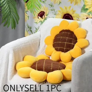 3D Sunflower Flower Floor Pillow Cushion Mat Valentines Sunflower Shaped Throw Pillow Yellow Chair Pads Decorative Plush Sunflower Home Decor for Bed Car Chair Sofa Office Gifts, Sunflower Theme