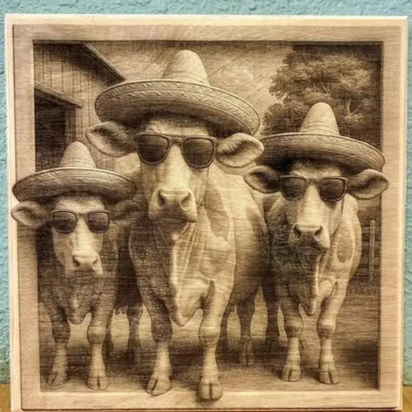 Three Amigos - Wooden Laser Engraved Art
