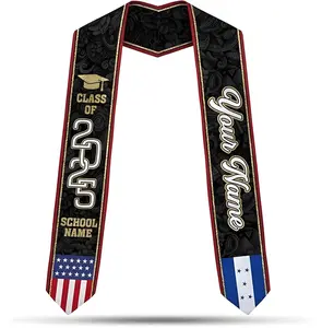 Honduran Graduation Sash 2025, Honduras Graduation Stole Custom, Personalized Honduran American Flag Graduation Sash 2025