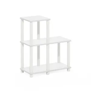 TURN-N-TUBE Storage Shelves, 5-Tier Book Shelf, Corner Shelf, Toolless Open Shelves, for Organization and Storage, Living Room, Garage, Home Office, White - Wall Mounted Organizer Decor