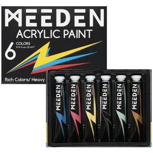 MEEDEN Glitter Acrylic Paint Medium, 6 Tubes 22ml/0.74oz High Viscosity Shimmer Paints, Art Craft With Glitter, Iridescent for Canvas, Wood & Rock, Art Supplies for Artists Beginners