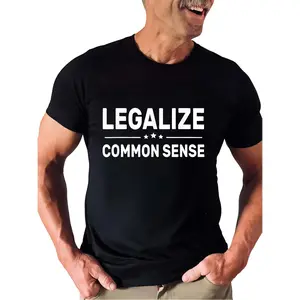 Men'S Plus Size T-Shirt, Size 0XL-5XL, Men'S Satirical "Legalized Common Sense" Pattern T-Shirt -100% Loose Round Neck Top, Soft And Smooth Texture, Machine Washable Casual Summer Wear, Humorous Declaration Shirt, Durable T-Shirt