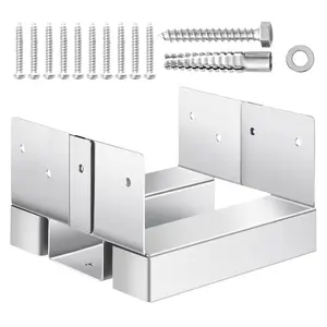 VEVOR 6x6 Post Base 10 Pcs, Inner Size 5.49x5.57inch/139.5x141.5mm Concrete Post Anchor, Heavy-Duty Zinc-Plated Carbon Steel Posts Brackets with 1 Inch Standoff Elevation, for Concrete Pergolas Patio