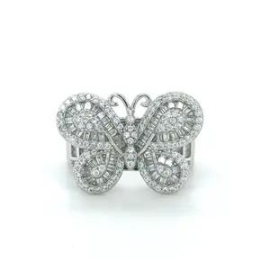 Silver Bubbly Butterfly Ring Size 8