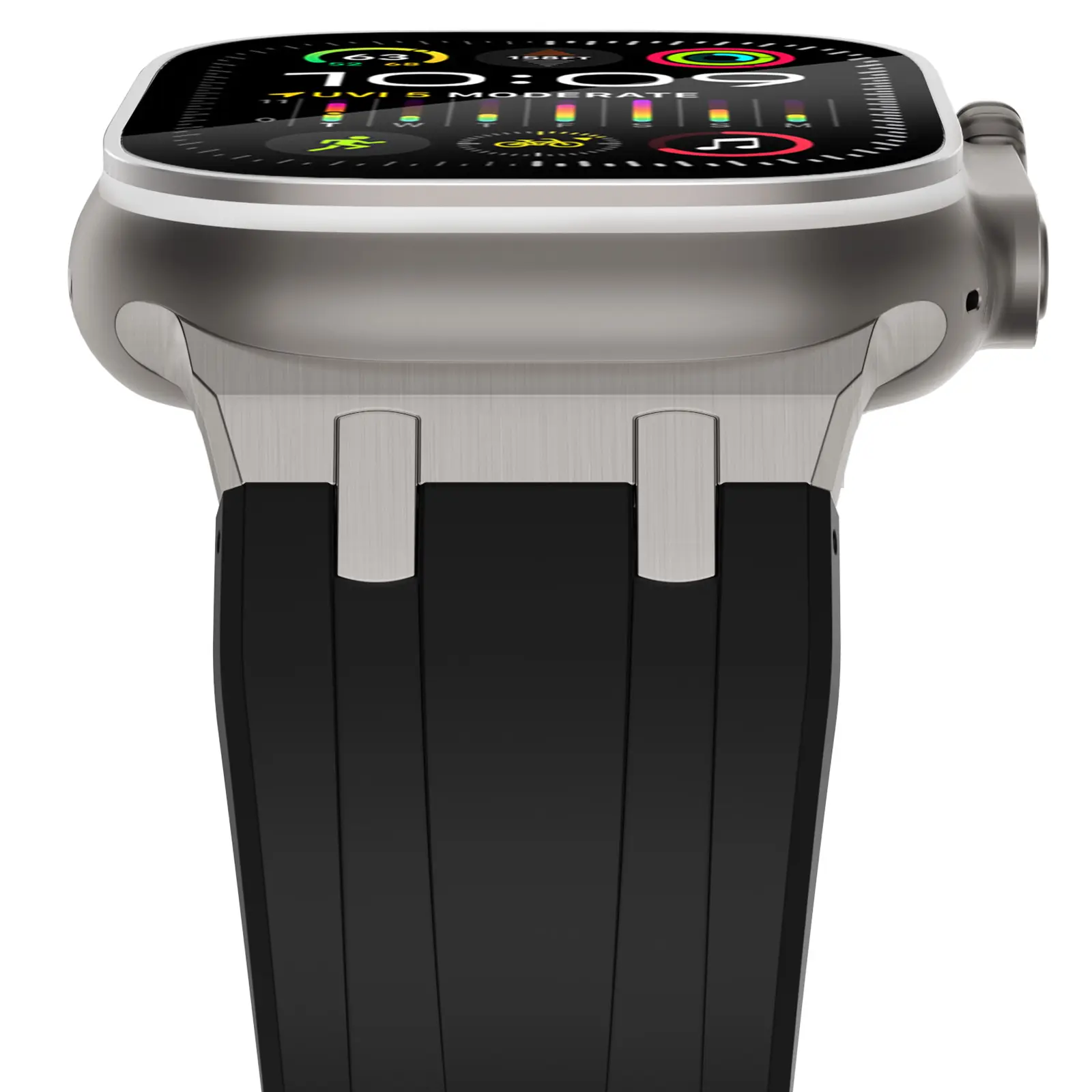 NewWays for Apple Watch Ultra Band 49mm 45mm 44mm 42mm 41mm 40mm 38mm for Men, AP Wide Sport Liquid Silicone Rubber Band with Stainless Steel Adapter for Apple Watch Band for iWatch Series 8 7 6 5 SE Ultra Luxury Design