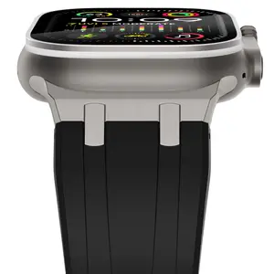 NewWays for Apple Watch Ultra Band 49mm 45mm 44mm 42mm 41mm 40mm 38mm for Men, AP Wide Sport Liquid Silicone Rubber Band with Stainless Steel Adapter for Apple Watch Band for iWatch Series 8 7 6 5 SE Ultra Luxury Design