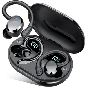 h-50  Over Ear Earbuds with Hook, 2026 New Bluetooth 5.4 Sports Wireless Earbuds, 68Hrs Playtime LED Display, IPX7 Waterproof Ear Buds, ENC Noise Cancelling Mic for Running/Workout