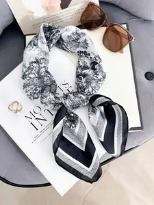 Stylish Women's Floral Print Square Scarf, Elegant Neck Wrap for All Seasons, Perfect Gift for Any Occasion, Floral Pattern Shawl