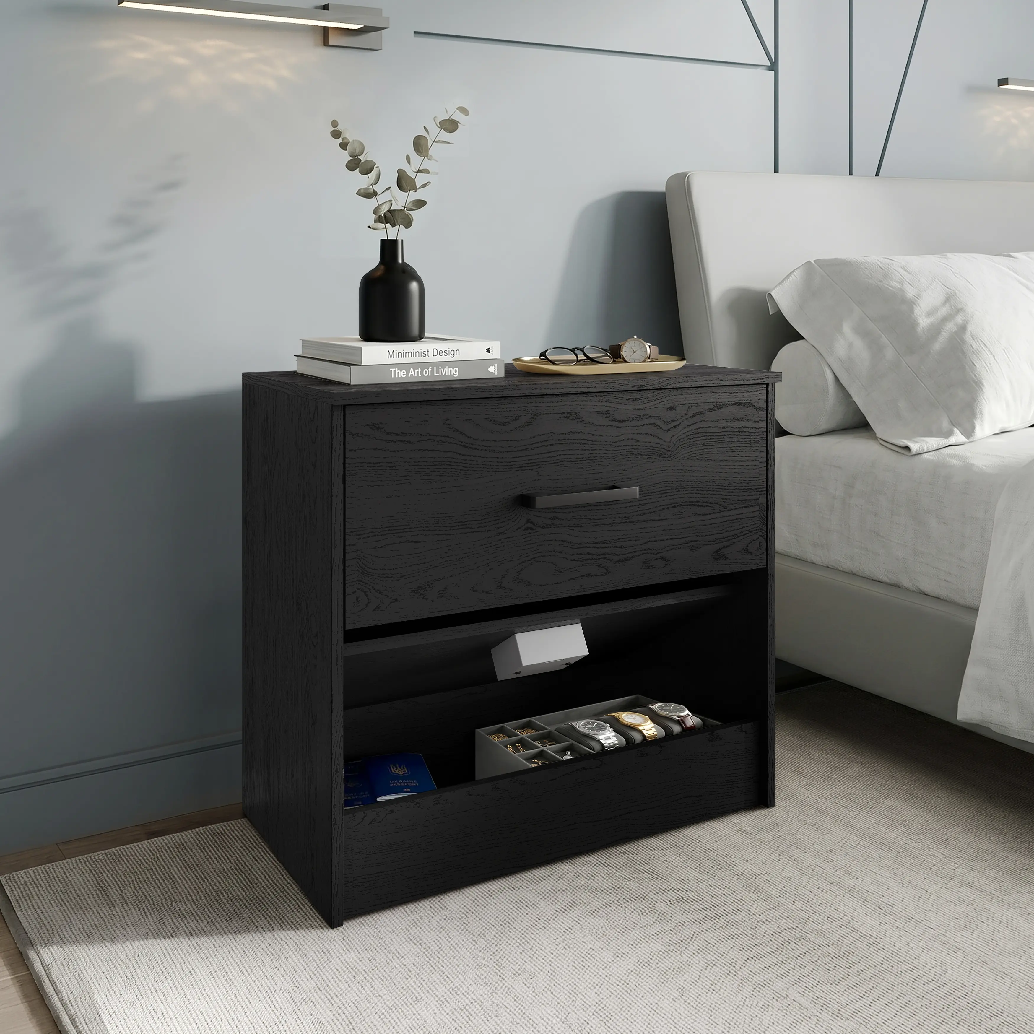 Nightstand with RFID Lock and Hidden Storage Nightstand with RFID Lock and Hidden Storage