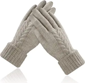 Achiou Winter Gloves for Women, Warm Touch Screen Texting Gloves, Womens Knit Glove Soft Thick Fleece Lined
