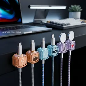 Cute Gamer Desk Setup Essential! 🎮 6-Pack Magnetic Cable Organizer Clips | Aesthetic Wire Management & Cord Holder for Office & Home