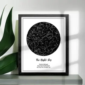 [Custom Poster Gift] The Night Sky Star Map, Personalised Canvas Print Wall Art Decoration , Customizable Wedding Engagement Couple Marriage Anniversary Gift Room Decor Photo Ornaments anniversary gift, Christmas Gift