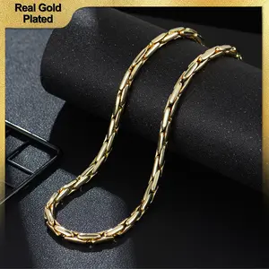Holylegend 14K Real Gold-Plated Round Chain for Men, Affordable Trendy Gold Plated Necklacewith Multi-Angle Reflective Shine, Gift for FashionLovers，Celebrate Freedom In Style