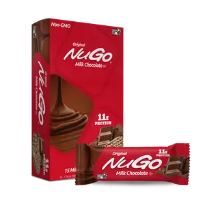 NuGo Original Protein Bar, Milk Chocolate, 11g Protein, Gluten Free, 15 Count